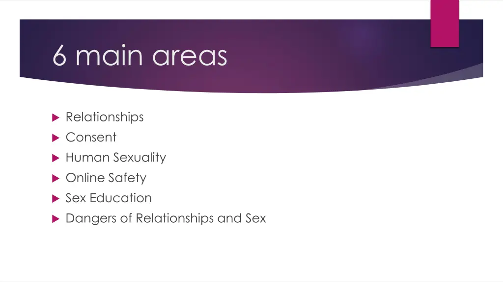 6 main areas