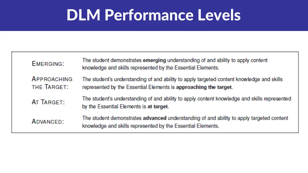 dlm performance levels