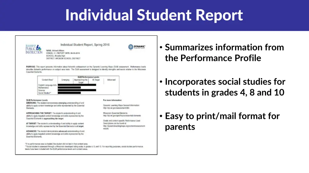 individual student report