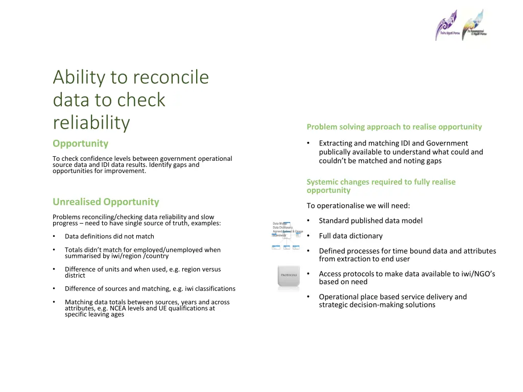 ability to reconcile data to check reliability