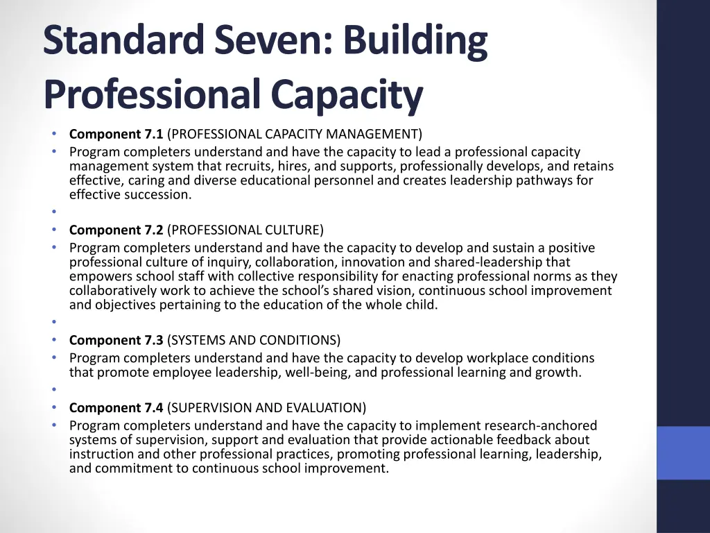 standard seven building professional capacity