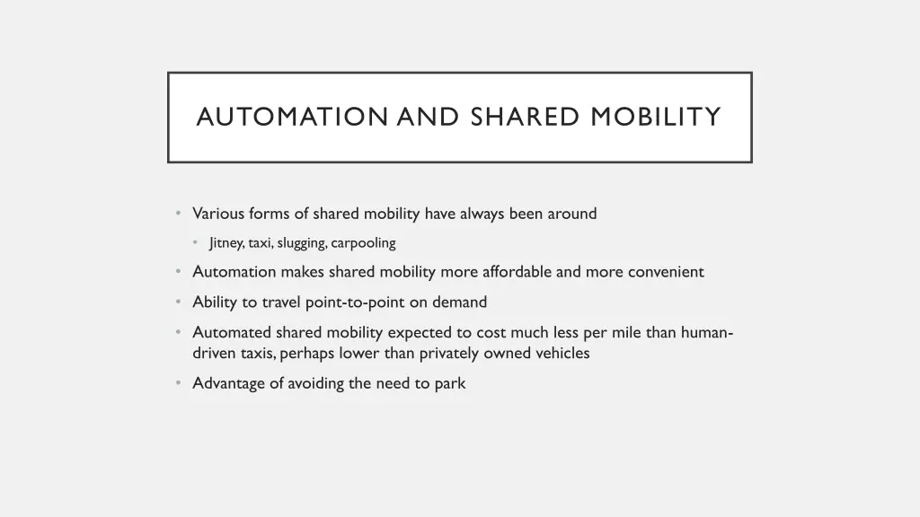 automation and shared mobility