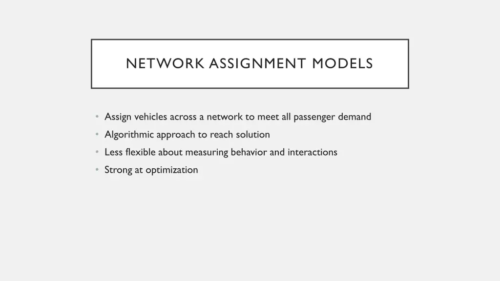 network assignment models