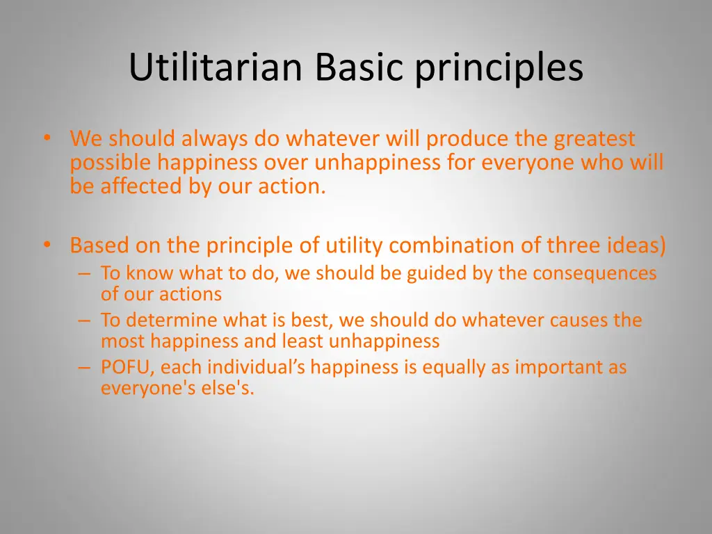 utilitarian basic principles