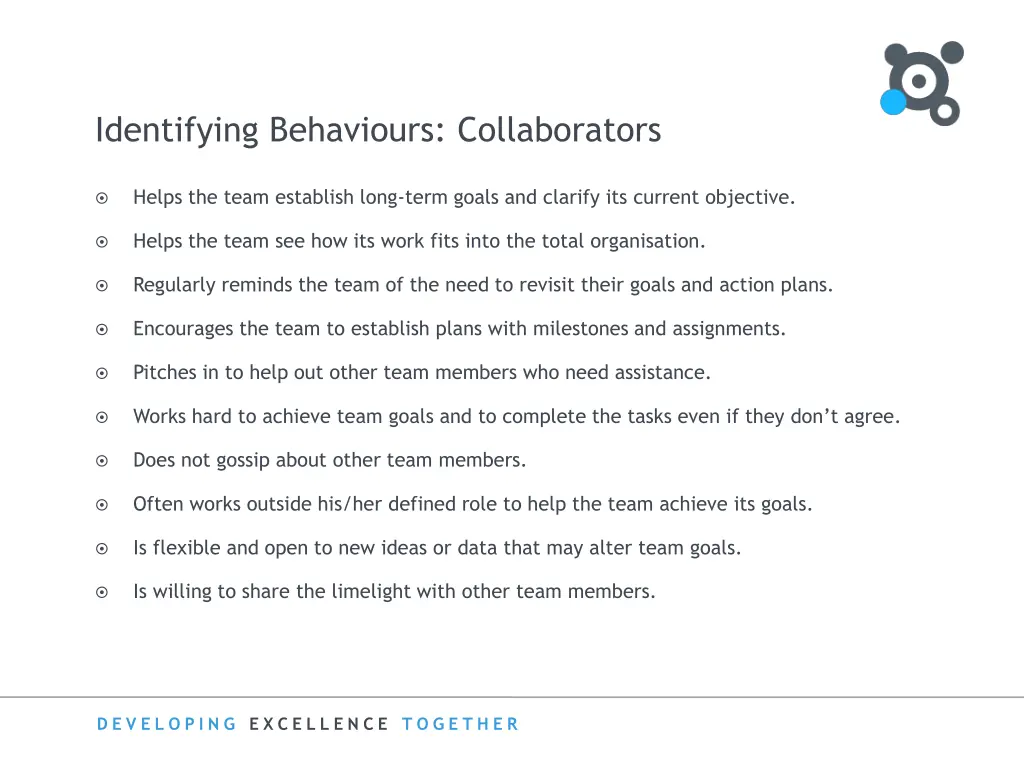 identifying behaviours collaborators