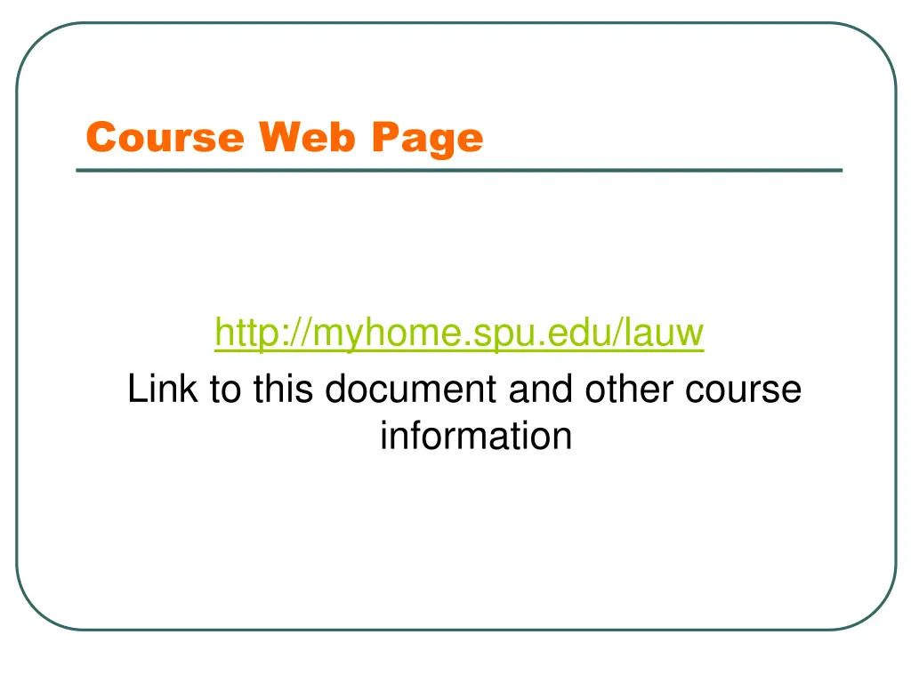 course web page