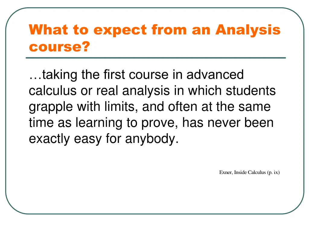 what to expect from an analysis course