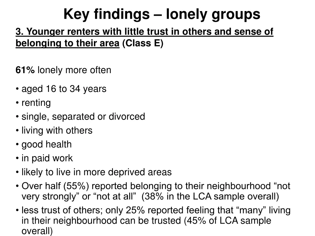 key findings lonely groups 2