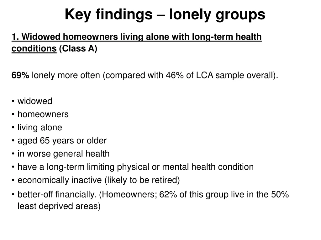 key findings lonely groups