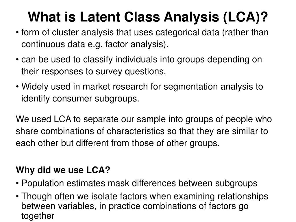 what is latent class analysis lca form of cluster