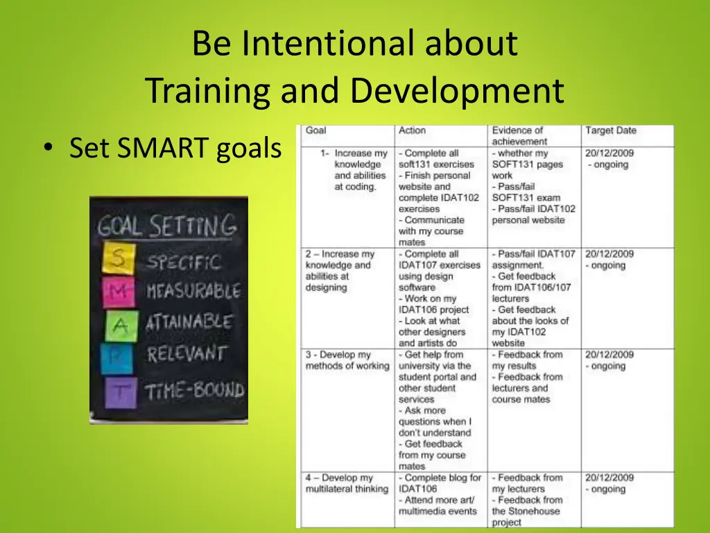 be intentional about training and development