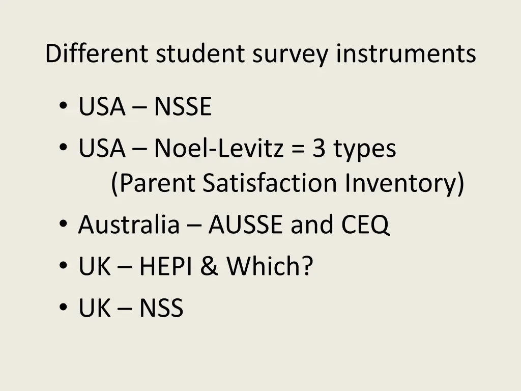 different student survey instruments