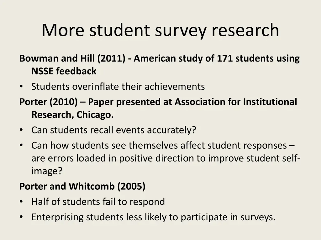 more student survey research 1