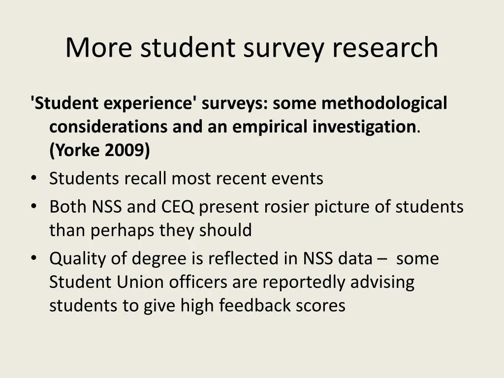 more student survey research