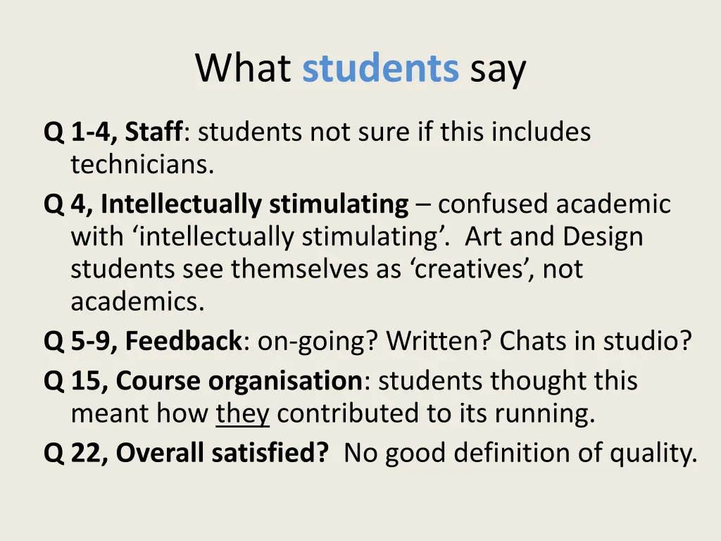 what students say