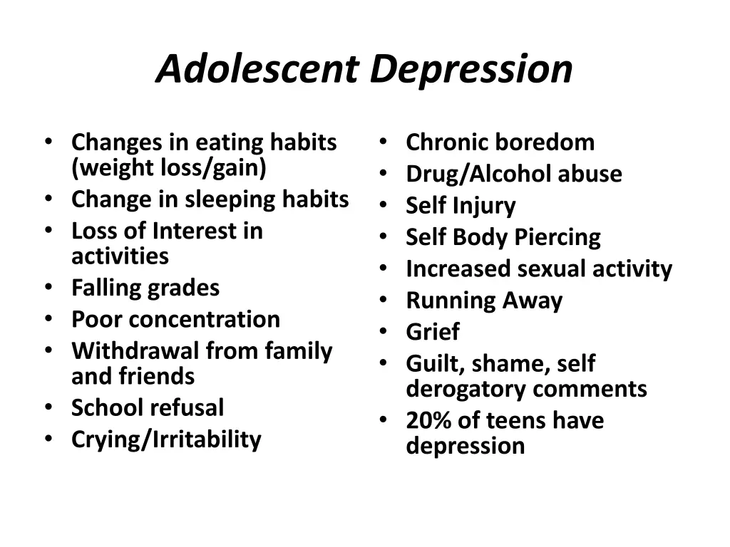 adolescent depression