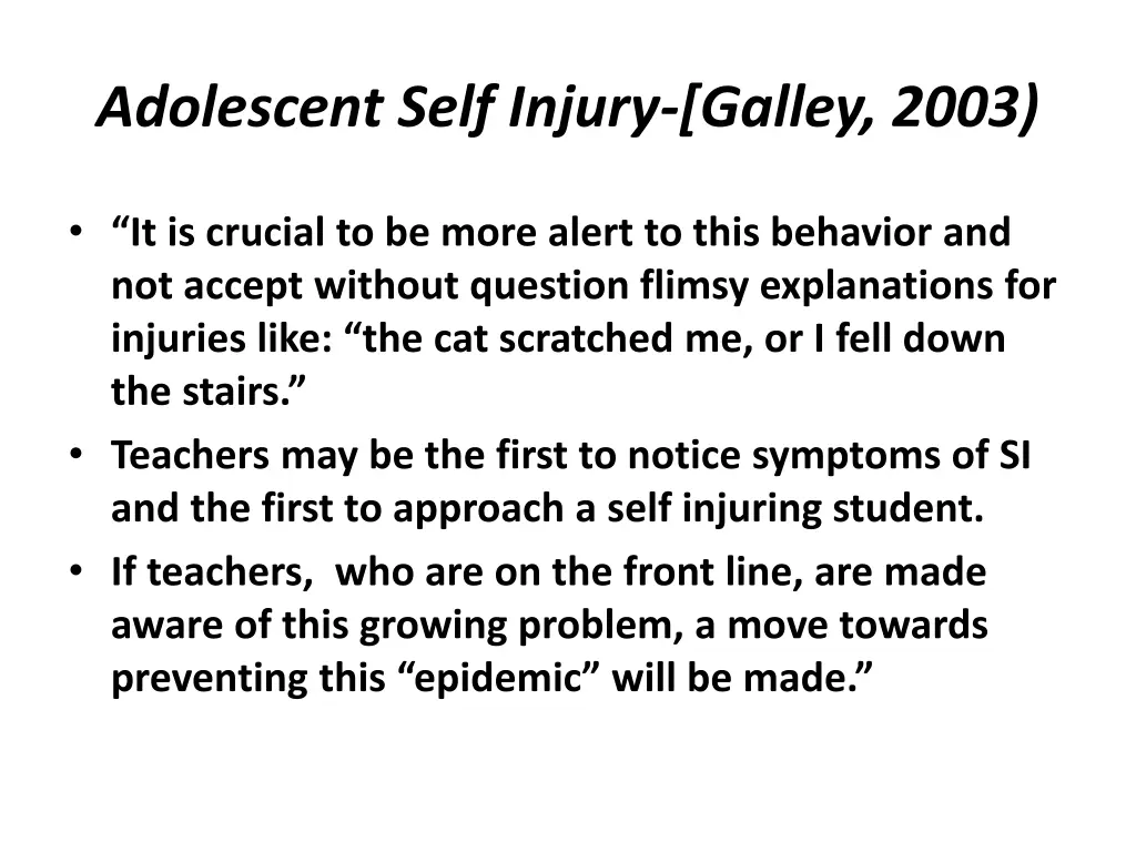 adolescent self injury galley 2003