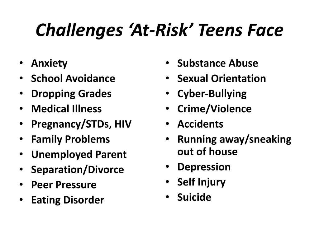 challenges at risk teens face