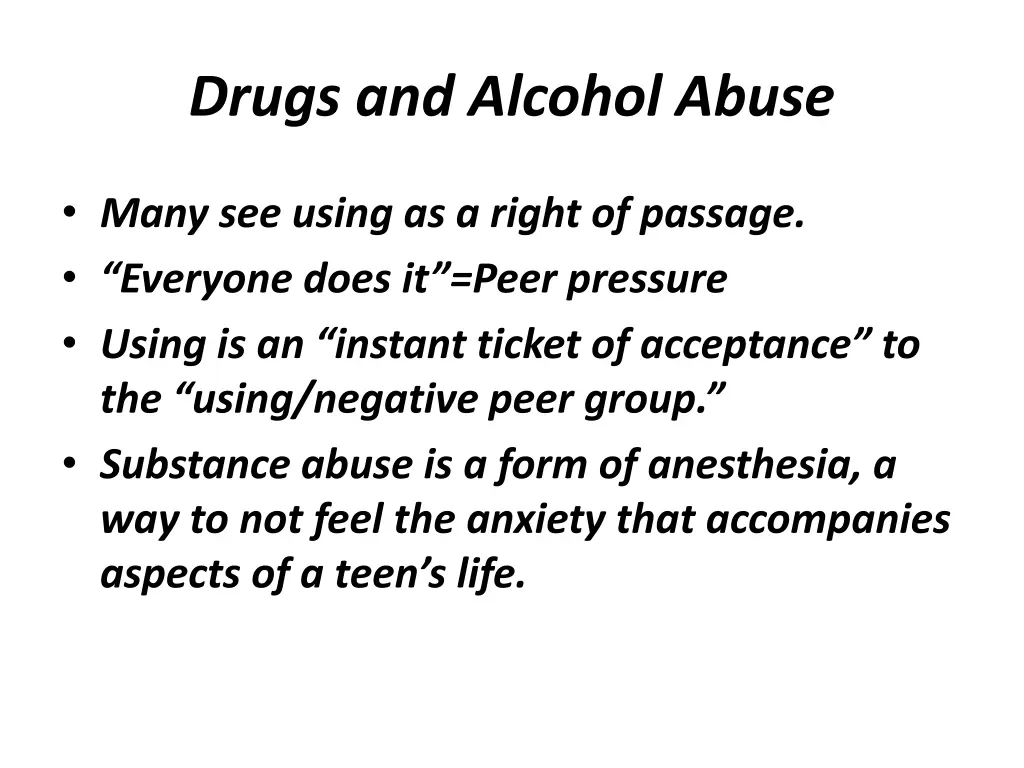 drugs and alcohol abuse