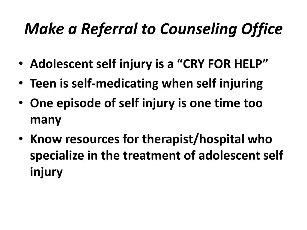 make a referral to counseling office