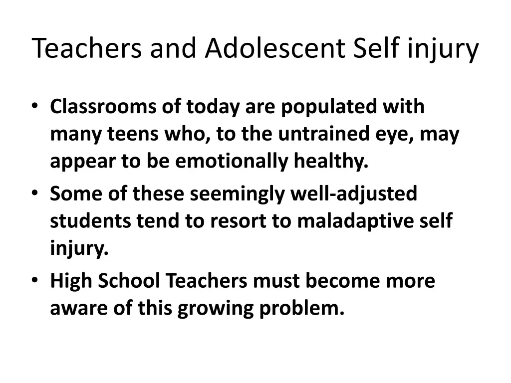 teachers and adolescent self injury