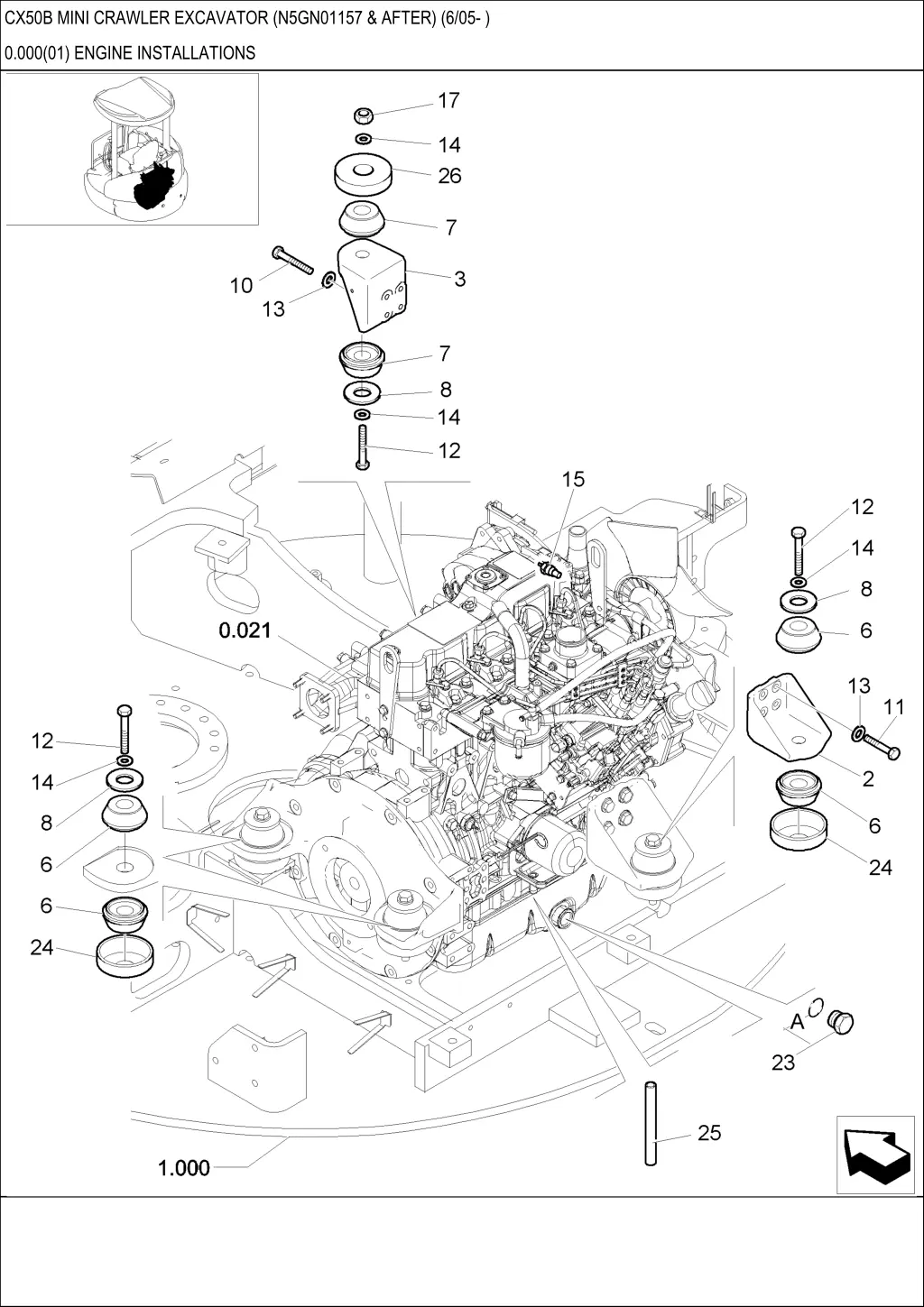 cx50b mini crawler excavator n5gn01157 after 6 05 2