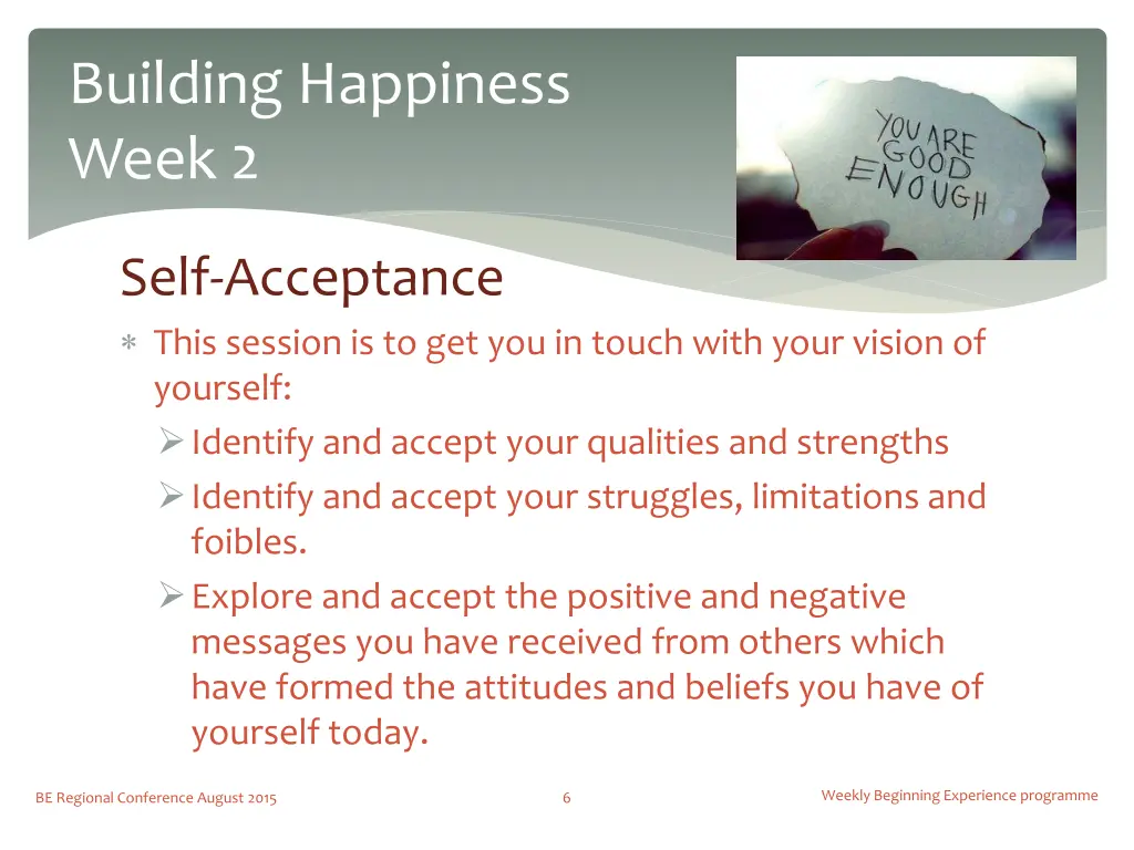 building happiness week 2