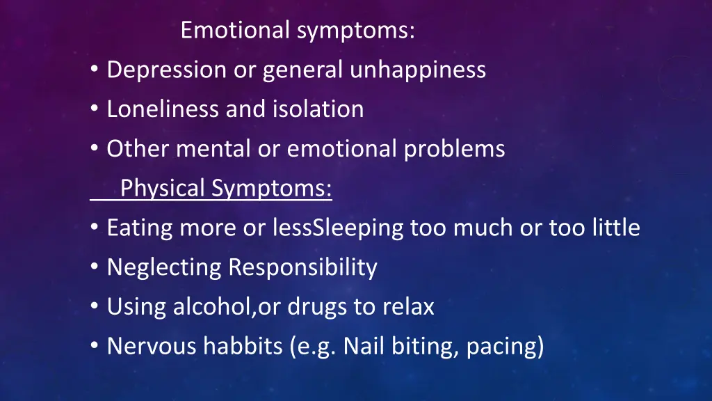 emotional symptoms depression or general