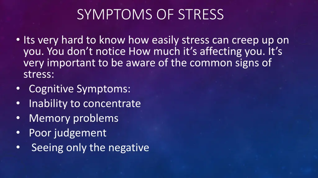 symptoms of stress