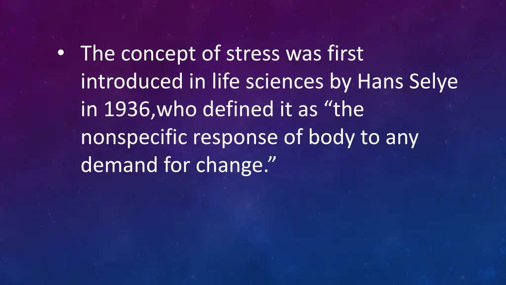 the concept of stress was first introduced