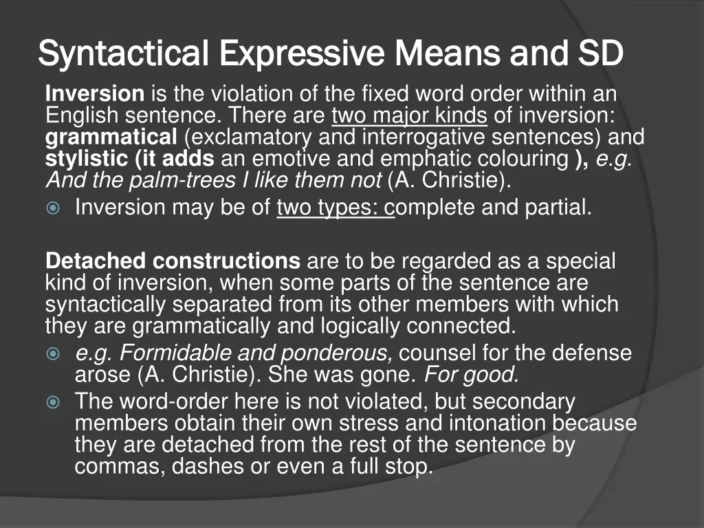 syntactical expressive means and sd syntactical