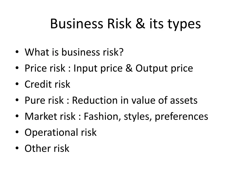 business risk its types