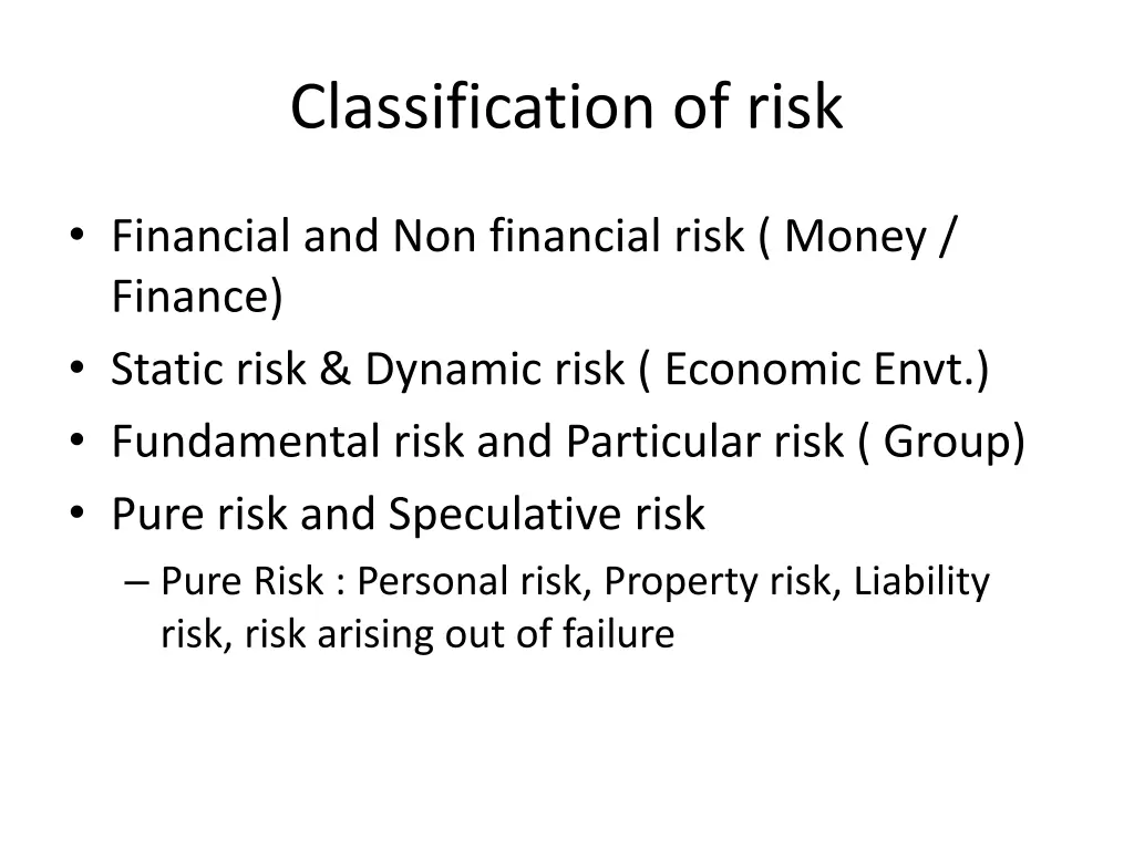 classification of risk