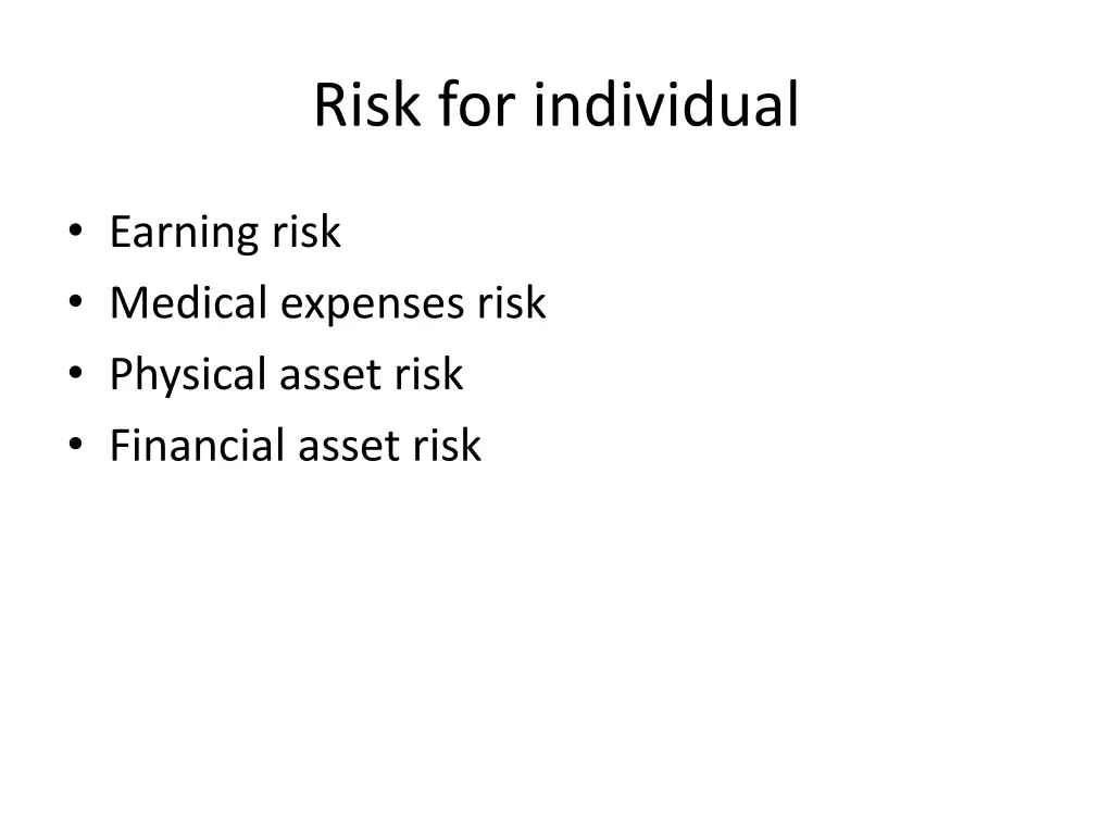 risk for individual