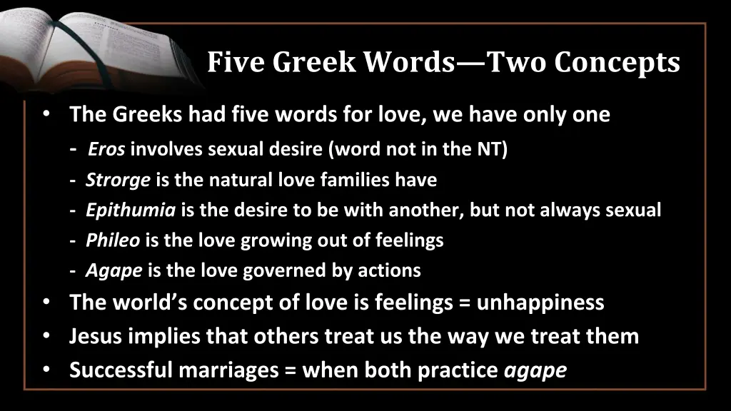 five greek words two concepts