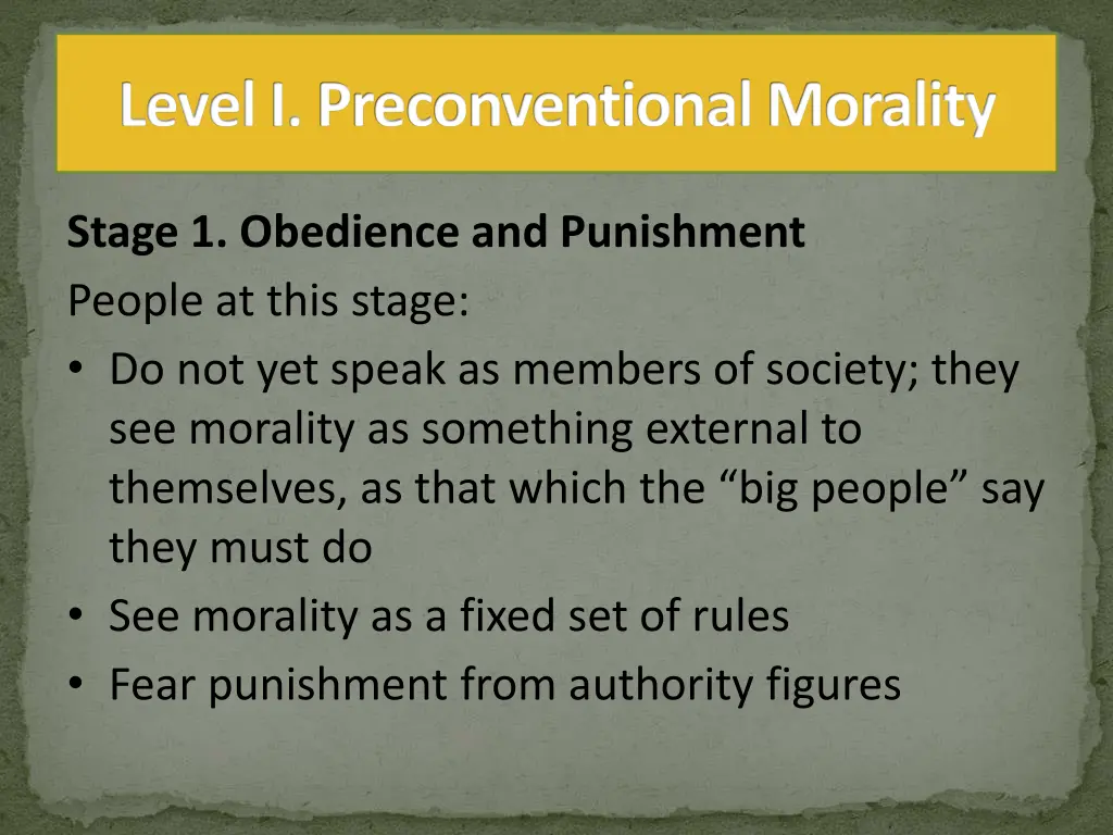 level i preconventionalmorality