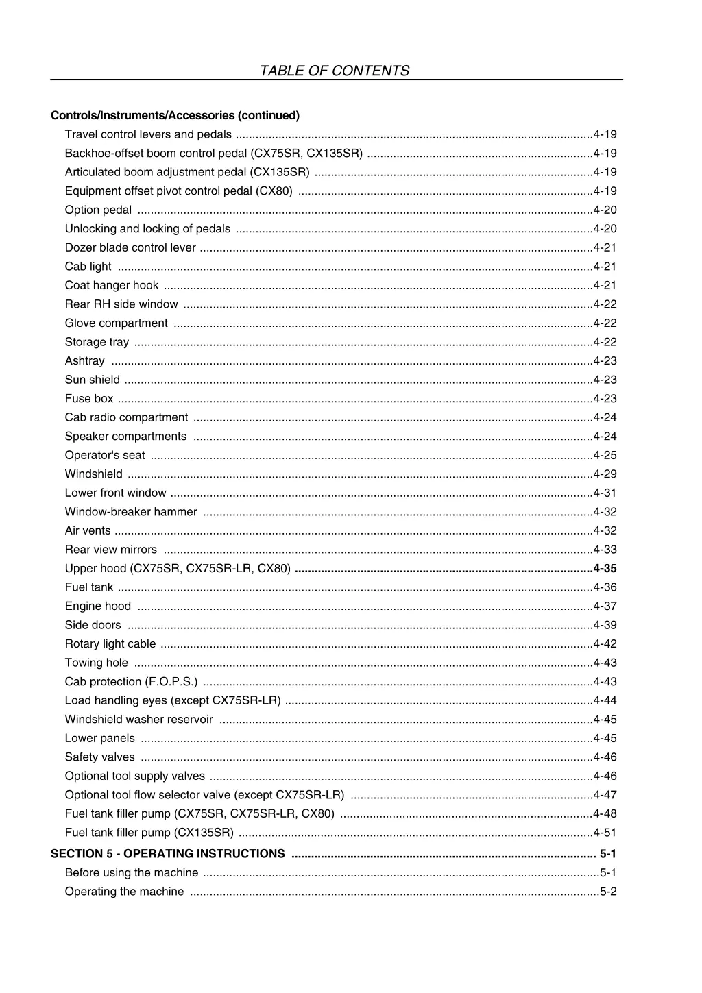 table of contents 1