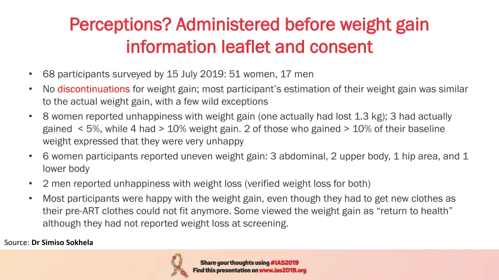 perceptions administered before weight gain