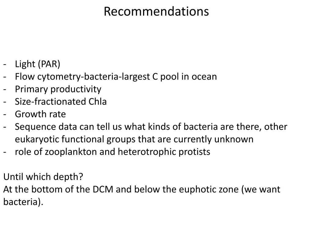 recommendations