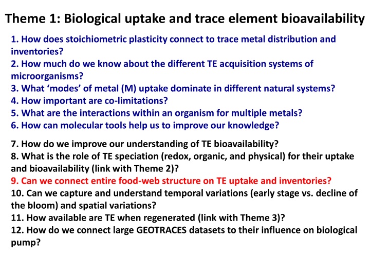 theme 1 biological uptake and trace element