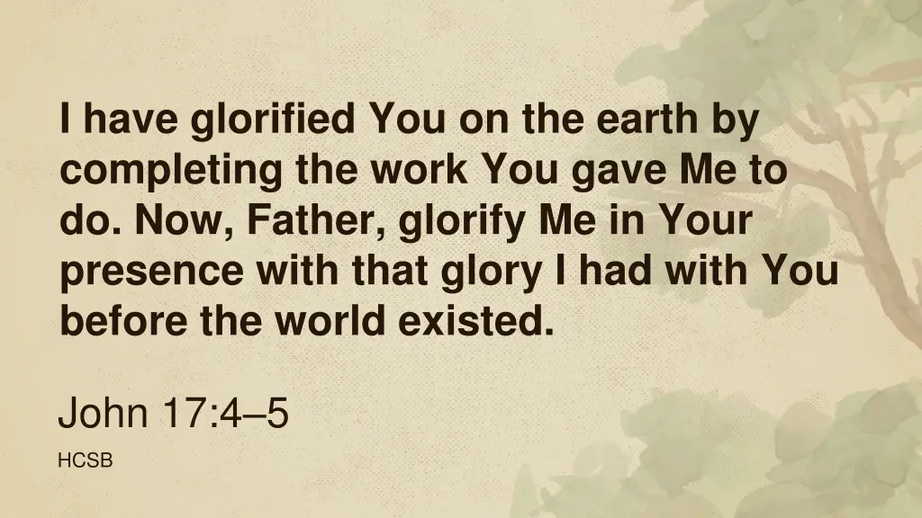 i have glorified you on the earth by completing