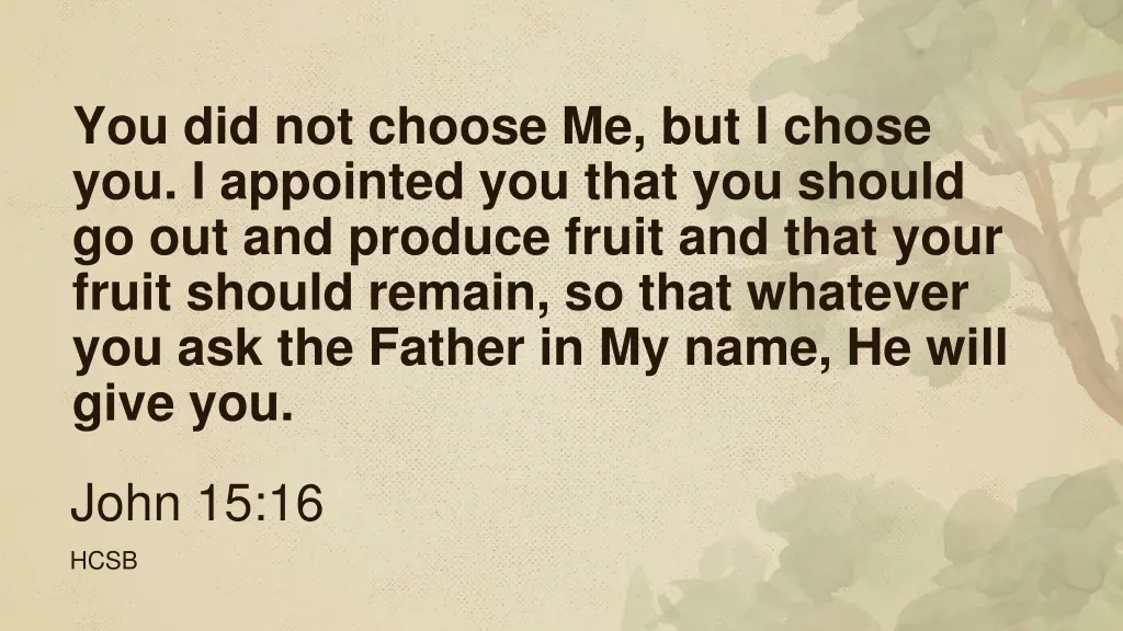 you did not choose me but i chose you i appointed