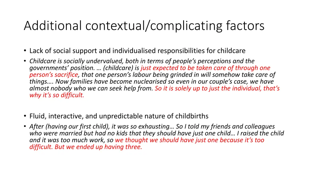 additional contextual complicating factors