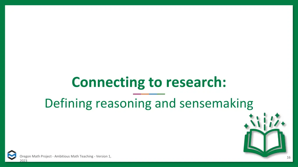 connecting to research defining reasoning