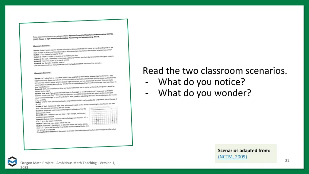 read the two classroom scenarios what