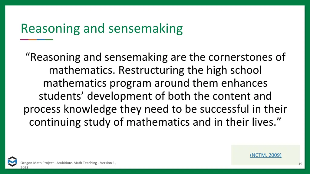 reasoning and sensemaking