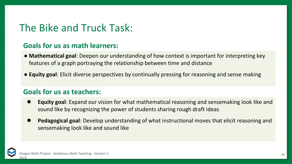 the bike and truck task