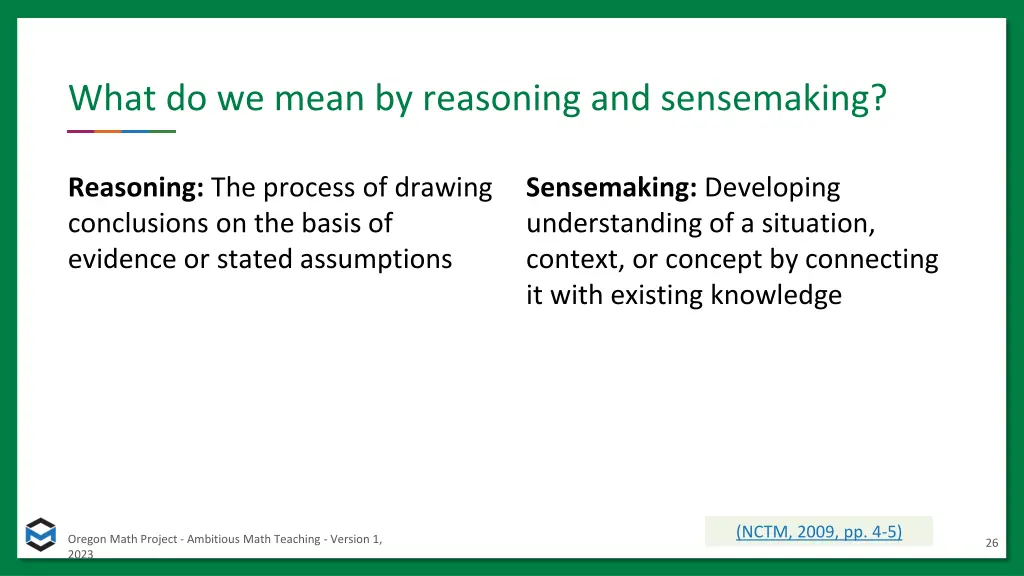 what do we mean by reasoning and sensemaking