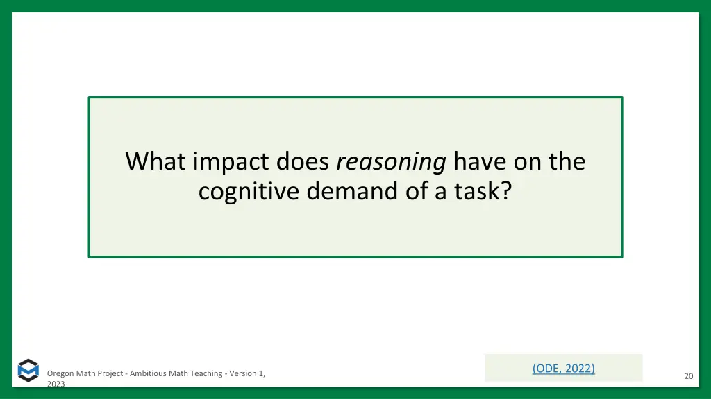 what impact does reasoning have on the cognitive