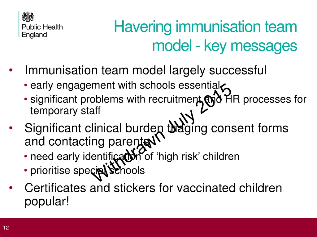 havering immunisation team model key messages